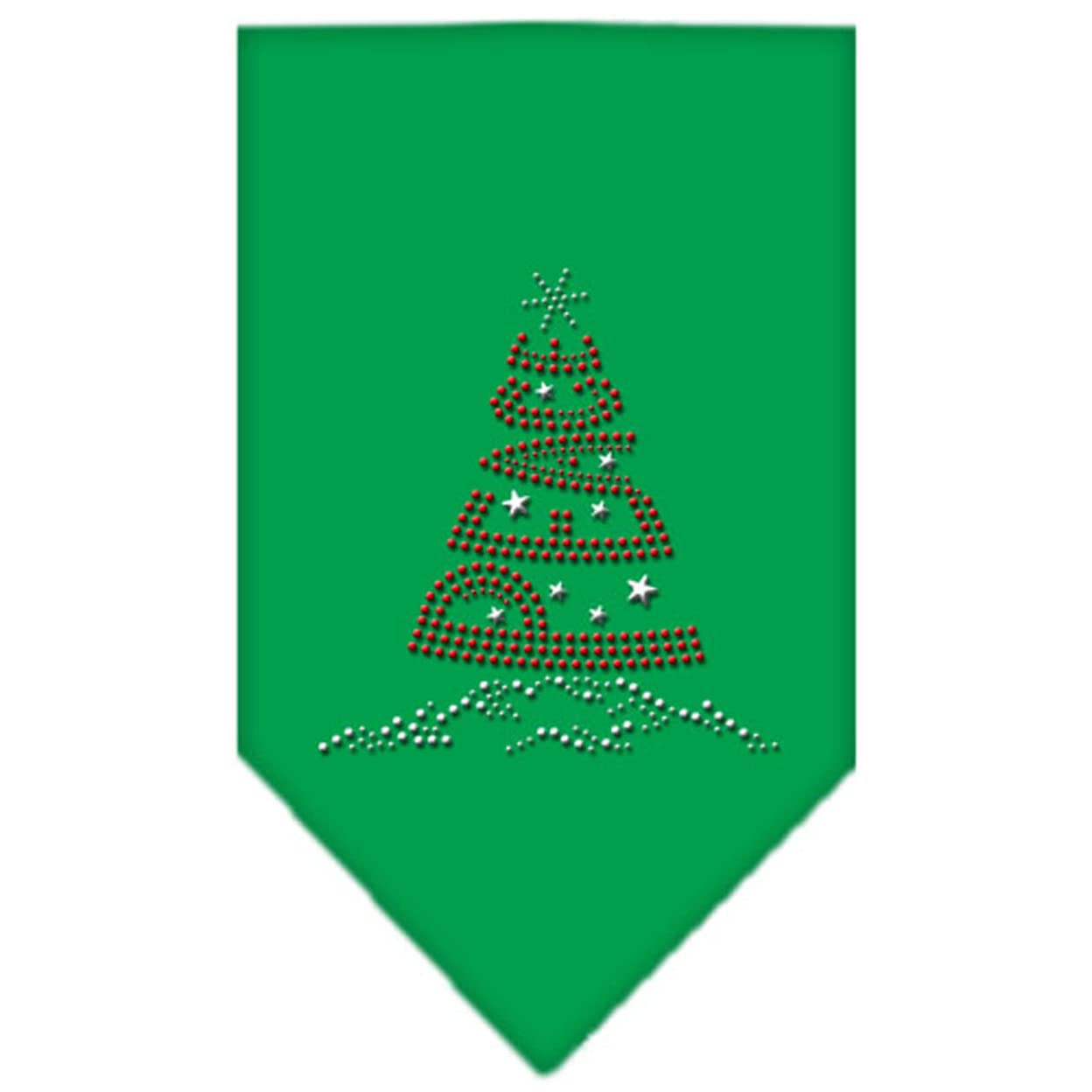 Christmas Pet and Dog Bandana Rhinestone, "Peace Tree" Emerald Green Small
