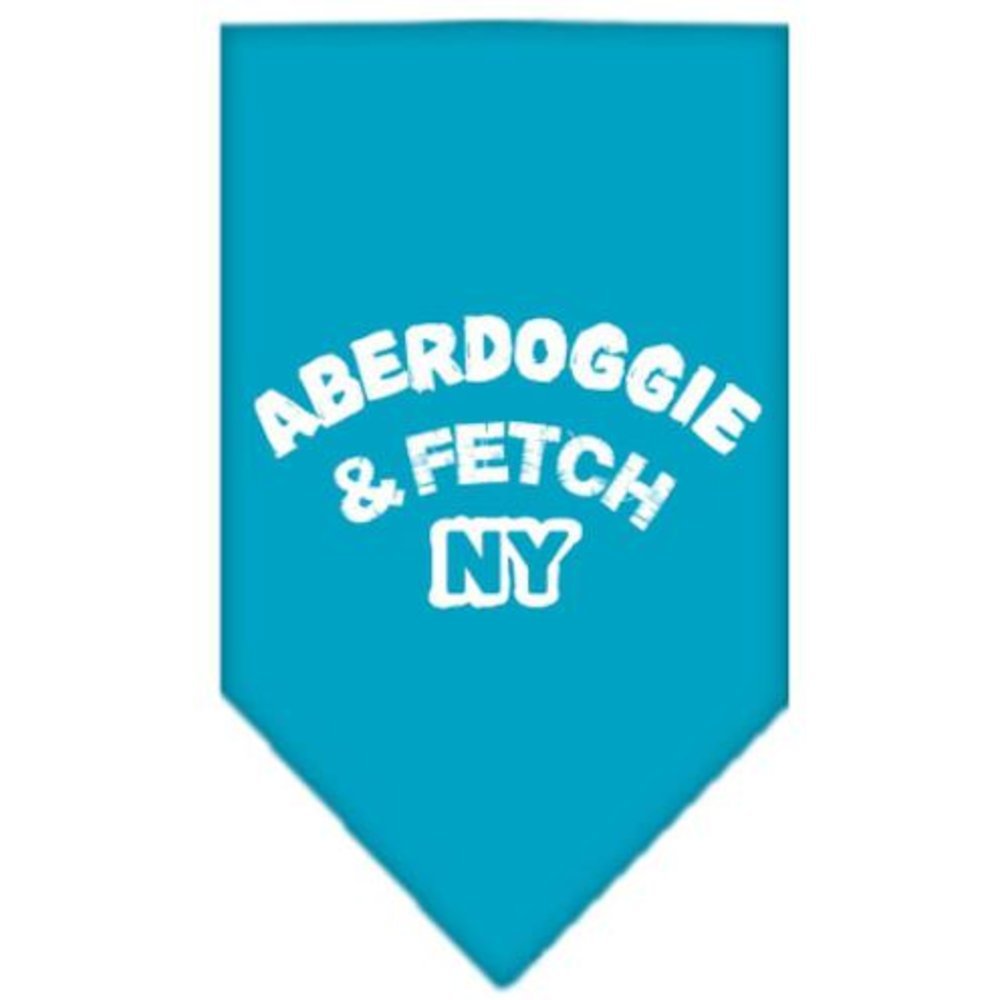 Pet and Dog Bandana Screen Printed, Aberdoggie & Fetch NY Turquoise Large