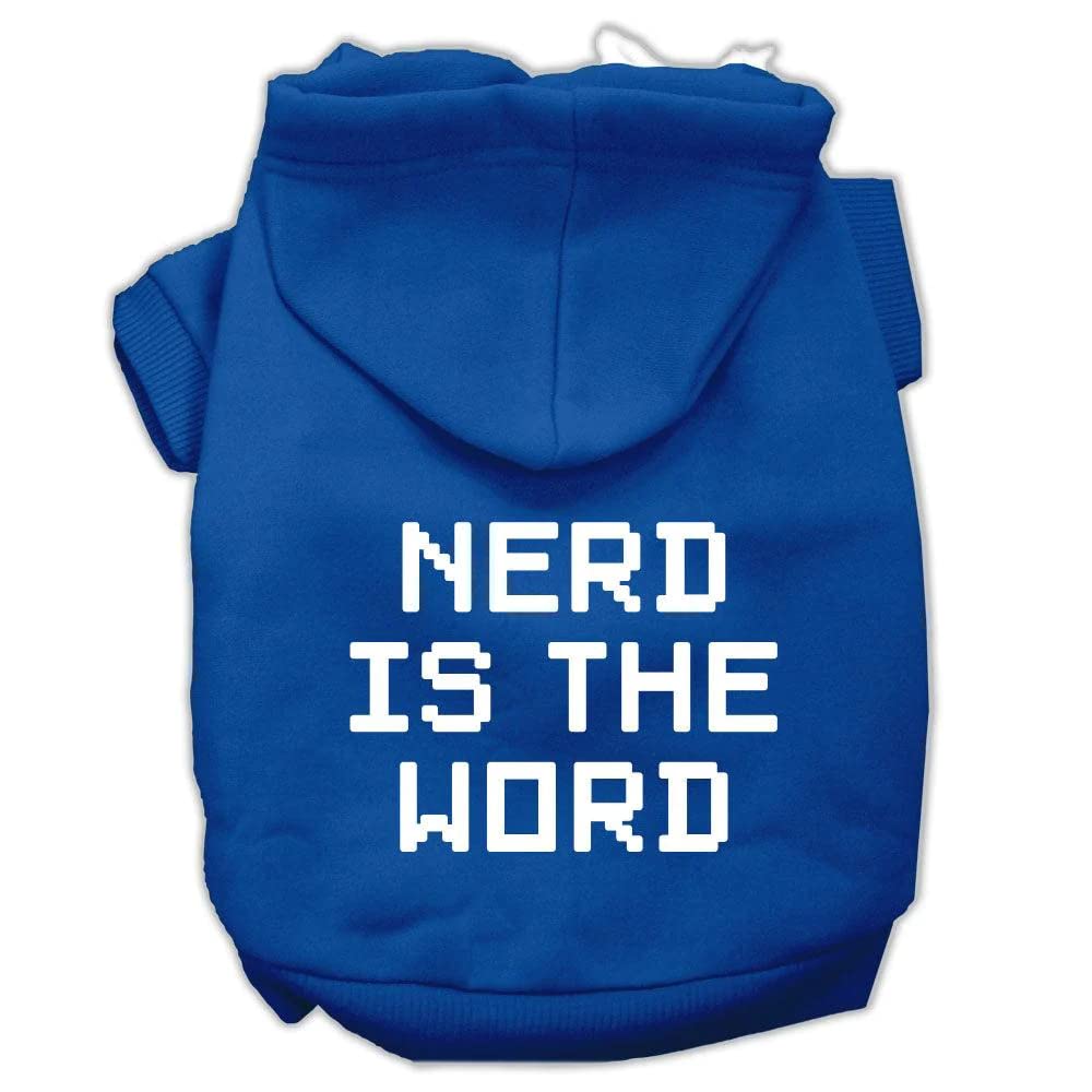 Pet Dog & Cat Hoodie Screen Printed, &quot;Nerd Is The Word&quot; Red XL (14-20 lbs.)