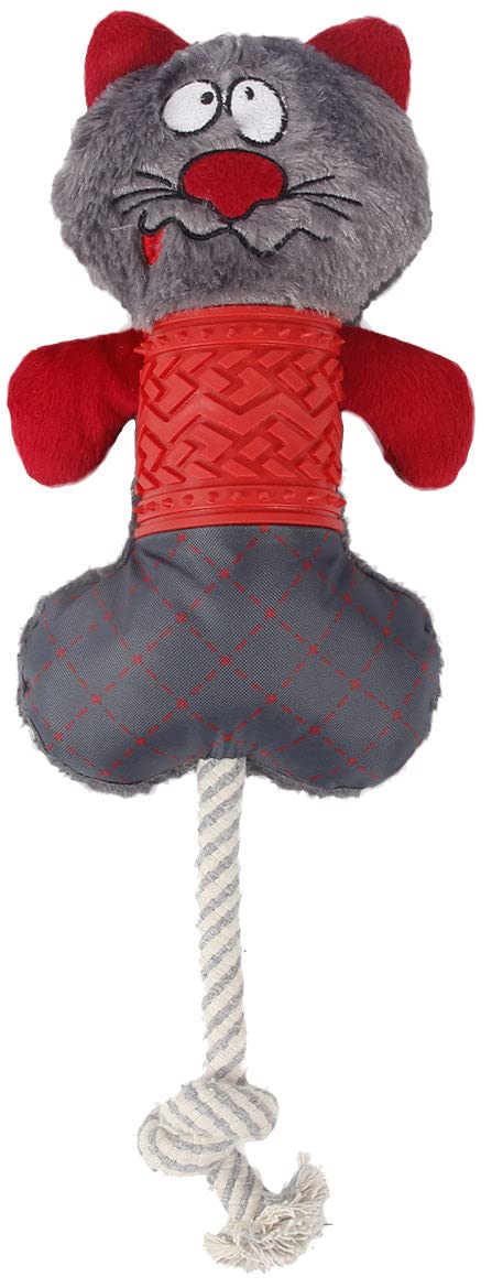 Pet Life  'All-in-Fun' Nylon and Rope Squeaking Rubber Rope and Plush Dog Toy