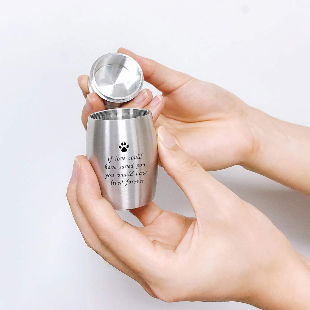 3 Inches Small Keepsake Urn For Pet Dog Ashes Aluminum Mini Cremation Urns For Dog Cat Memorial Ashes Urn For Sharing Fur Friend