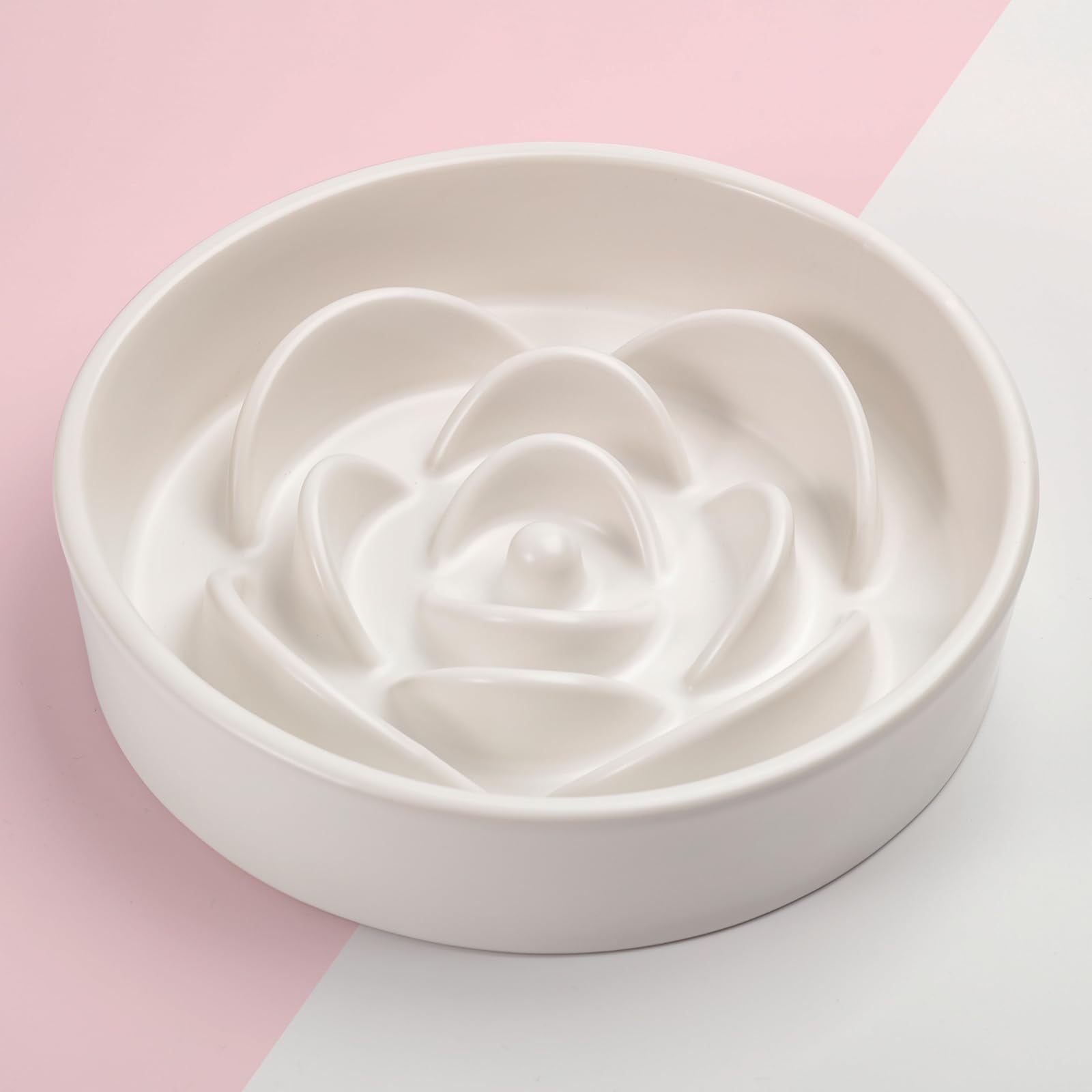 8.26 in White Ceramic Slow Feeder Dog Bowl for Medium and Large Breed,Pet Feeding Dog Food Water Dish Heavy Wighted,Puppy Bowl f