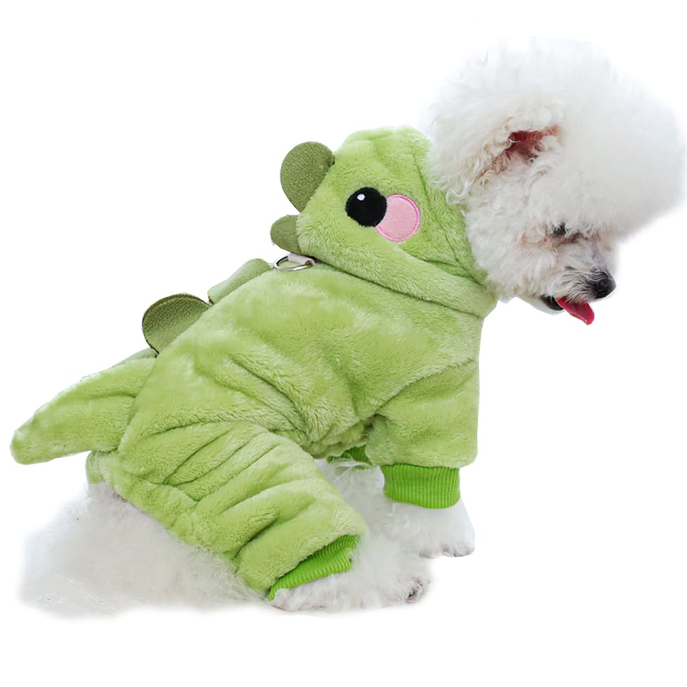 Anelekor Dinosaur Dog Costume, Winter Dog Pajamas For Small Dogs, Warm Puppy Hoodies, Blue Cold Weather Coat For Cat, Warm Pet C