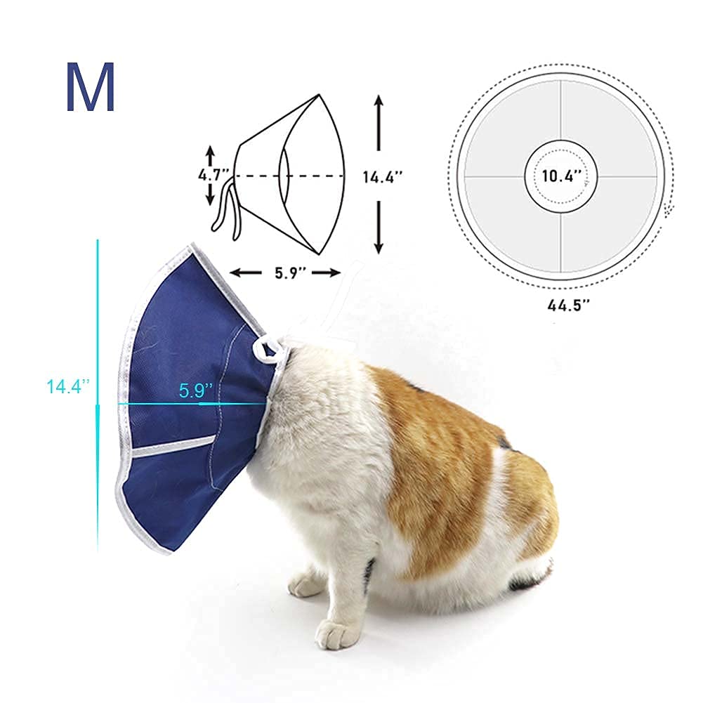 QIYADIN Cat Recovery Collar - Soft E Collar for Cats & Puppies, Medium Size, Dark Blue, Nonwoven Fabric, Easy to Eat & Drink
