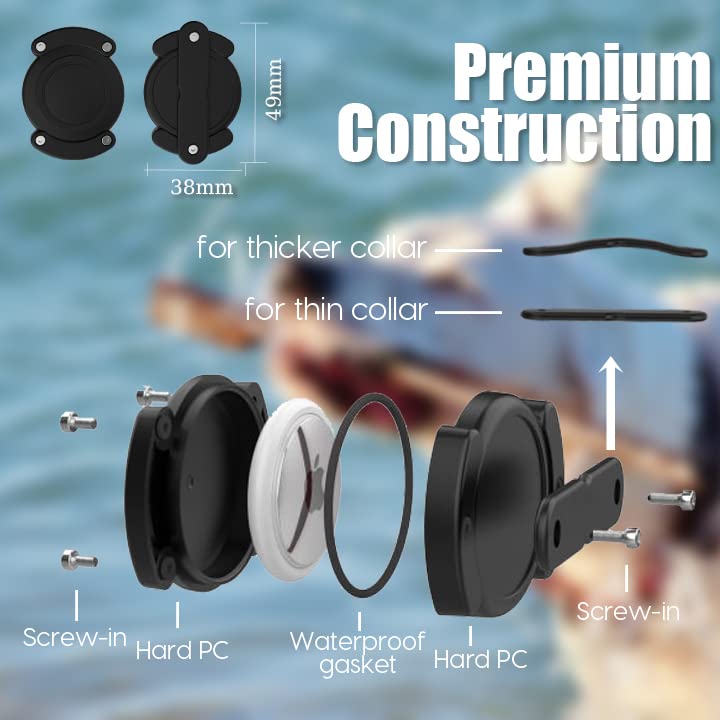 Szjcltd Ipx8 Waterproof Airtag Dog Collar Holder, Protective Anti-Chew Anti-Scratch Hard Pc Luminous Air Tag Case Mount With Anti-Lost Screws For Apple Airtag