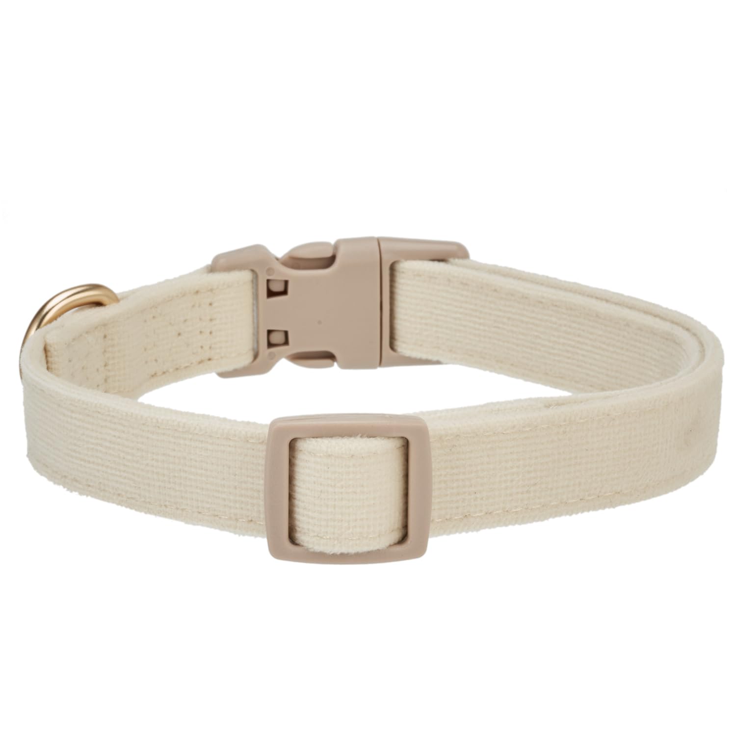 Petiry Soft Corduroy Fibric Dog Collar, Quick Side Release Buckle, for Large Dogs.(White,Large:17-26'')