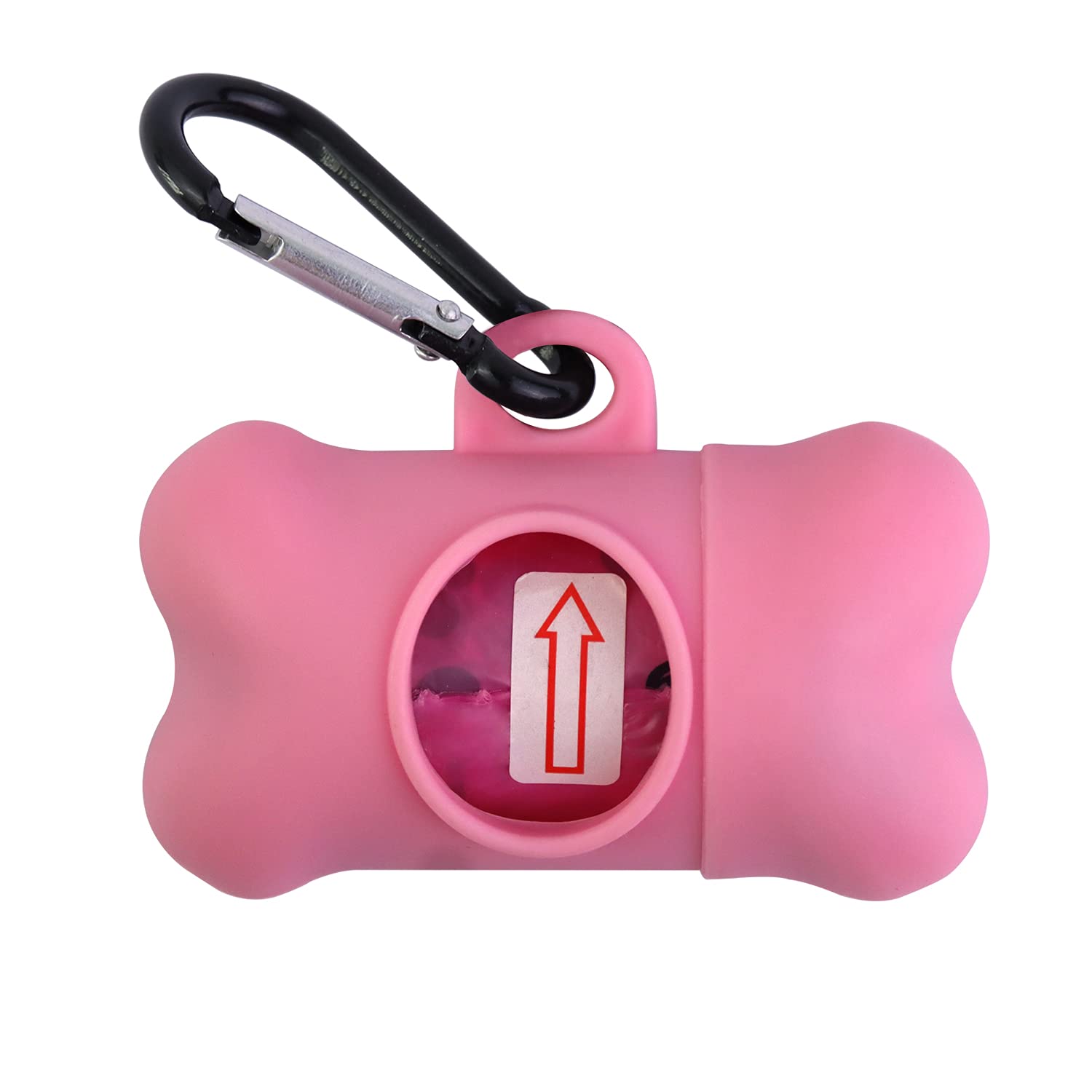 Dog Poop Bags Dispenser With Carabiner Clip, Doggy Poop Bag Holder Include 1Roll (15 Bags) Leak-Proof Large Doggie Pet Waste Bag