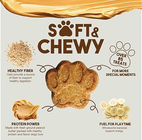 Member Mark Soft and Chewy Dog Treats, Made with Real Peanut Butter and Bananas, 48 Ounces, Resealable Bag
