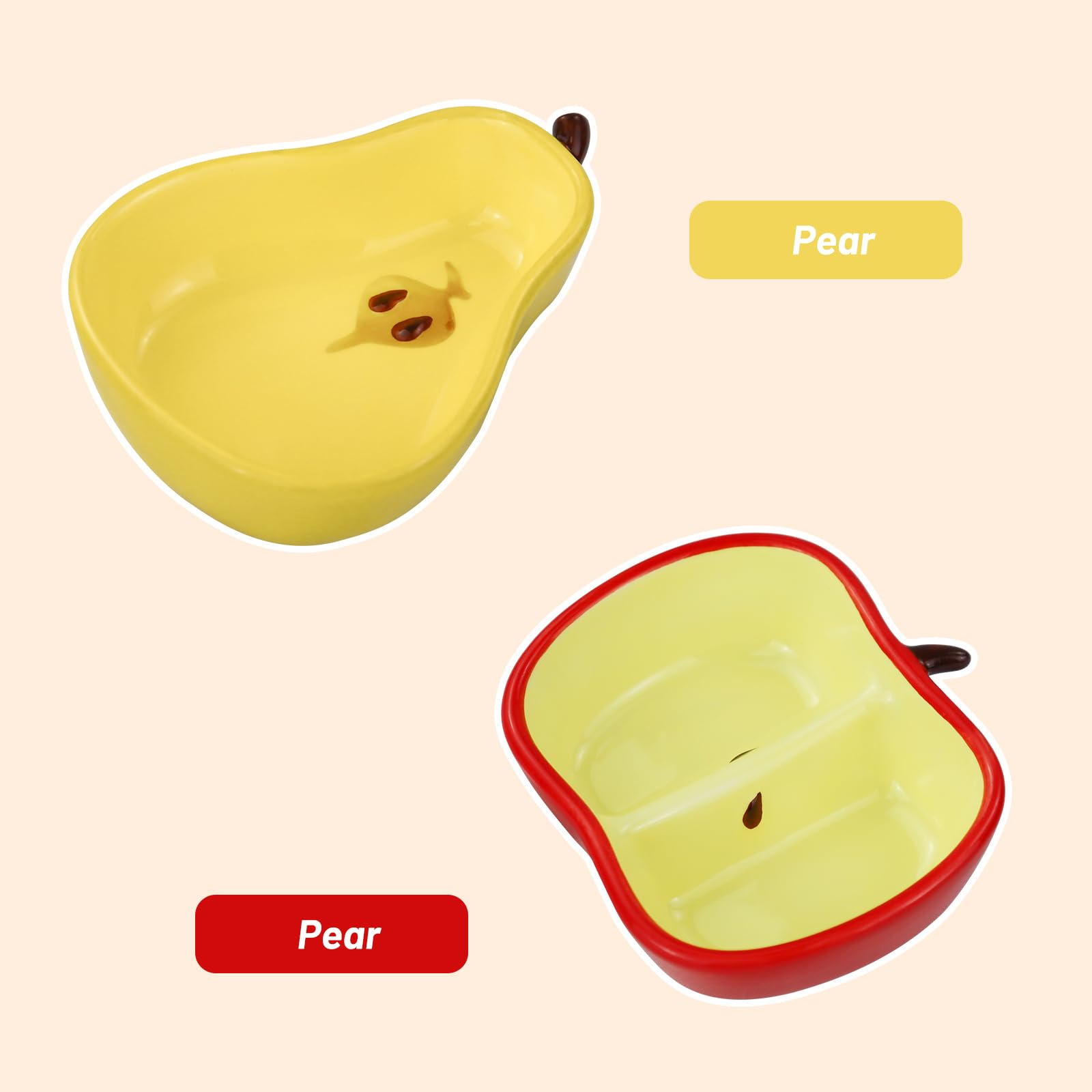 LuckyOpt Ceramic Pet Hamster Bowl, Cute Fruit Easy to Clean Anti Flipping Hamster Food and Water Bowl, Small Animal Bowls for Dw