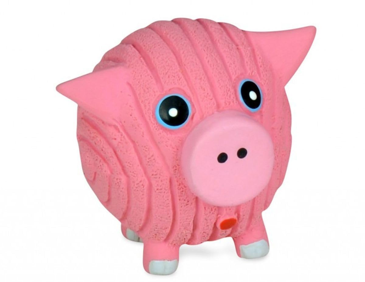 Hugglehounds Ruff-Tex Squeaky Tough Dog Chew Toy All Natural, Pig, Large