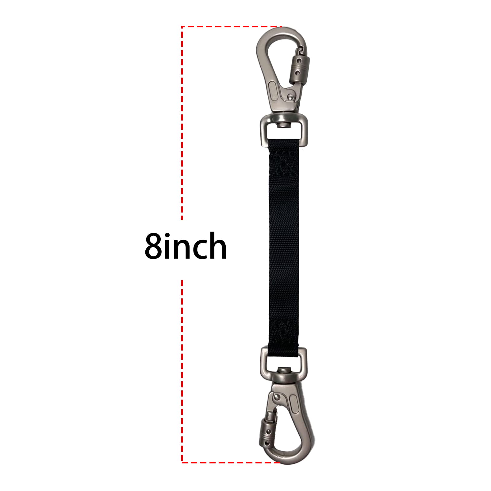 Heavy Duty Double Ended Collar Backup Clip For Dog Harnesses, Lockable Safety Clip For Prong Collar With Gentle Nylon Webbing