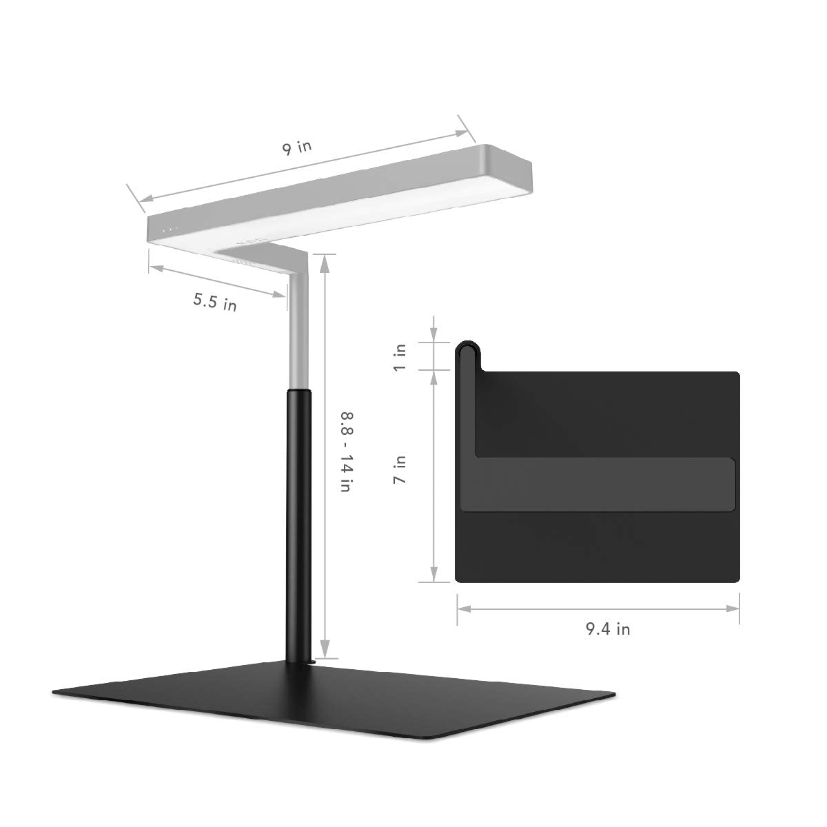 Onf Extension Stand Holder For Flat Nano Or Flat Nano Plus Aquarium Led Light, Fish Tank Plant Lamp, Adjustable Tank Mount, Extendable Bracket Fixture Kit (Not Including The Lamp) (Black)