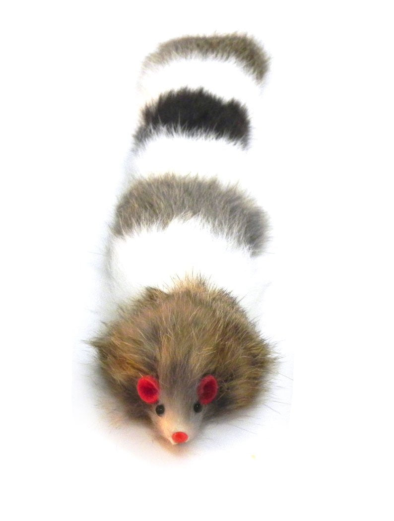 Kats'N Us Dat Darn Raccoon Real Rabbit Fur Cat Toy - Furry Cat Toys, Stuffed Animal For Indoor Cats And Kittens, Interactive Ent