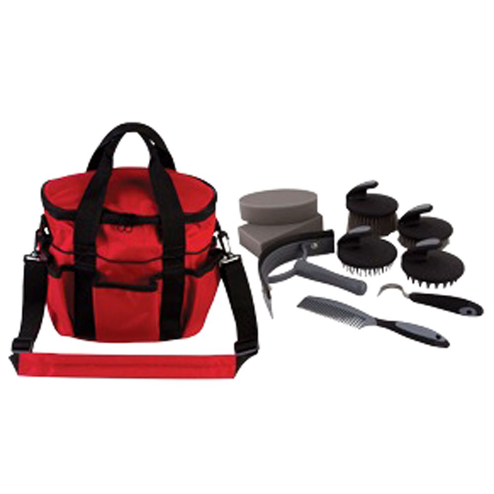 Hilason Grooming Tote With 10 Piece Grooming Set - Red