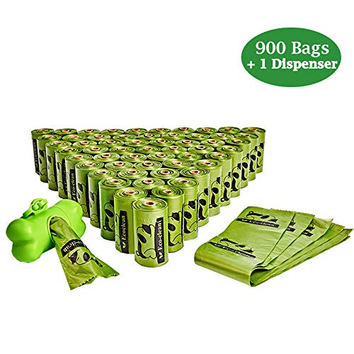 Dog Poop Bags, 60 Rolls / 900 Count Dog Waste Bags with Dispenser and Leash Clip, Unscented, Extra Thick and Strong Poop Bags fo