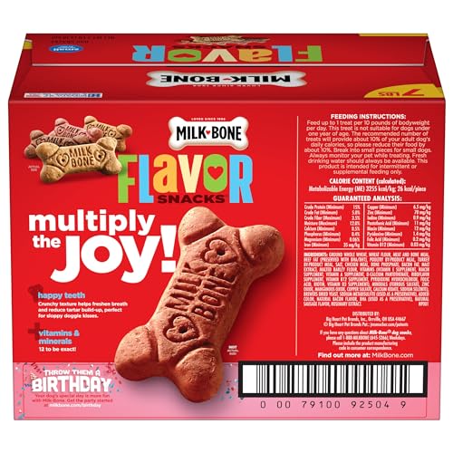 Milk-Bone Flavor Snacks Dog Treats, Small Biscuits, 7 Pound Crunchy Texture Helps Reduce Tartar