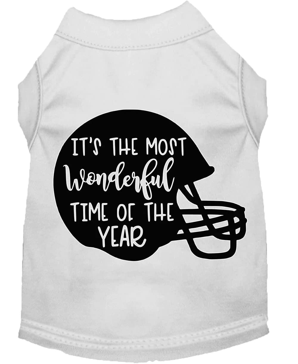 Pet Dog & Cat Shirt Screen Printed, "It's The Most Wonderful Time Of The Year (Football)" Brown MD (6-10 lbs.)
