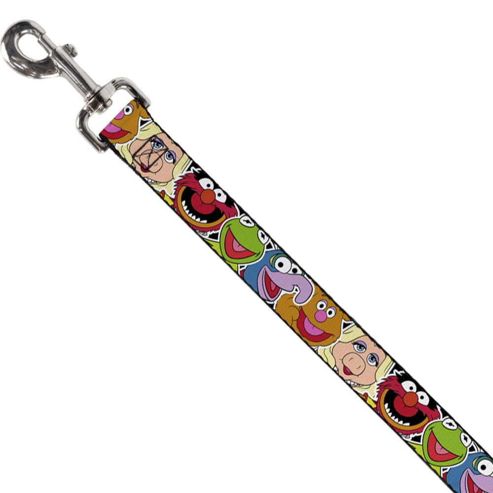 Dog Leash Muppets Faces Close Up Black 4 Feet Long 1.0 Inch Wide
