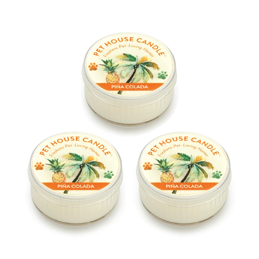 One Fur All Pet House Mini Candle Set - Pina Colada Scent - Non-Toxic Pet Odor Eliminator