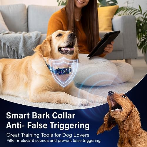 2024New Dog Bark Collar, Coolait Bark Collar For Large Medium Dogs,Rechargeable Anti Bark Collars Smart Shock Barking Collar Wit