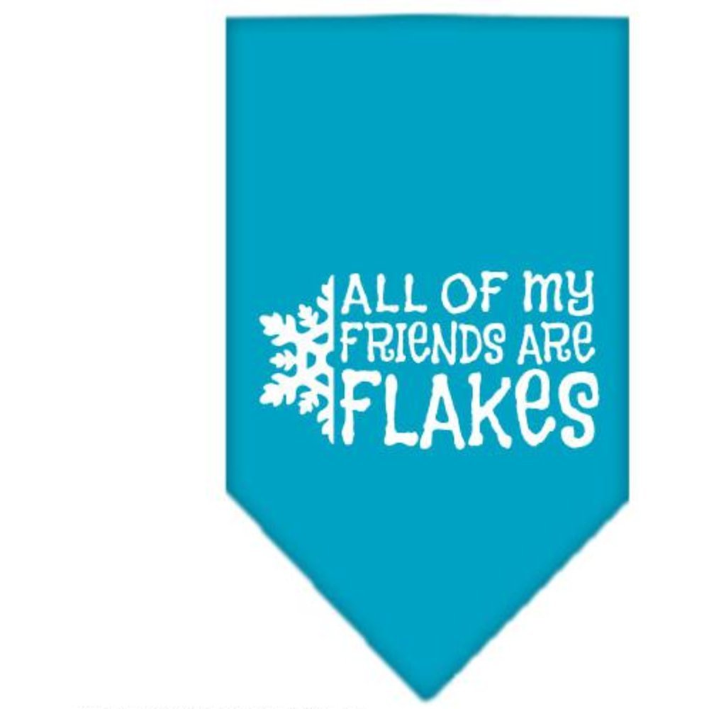 Mirage Pet Products All My Friends are Flakes Screen Print Bandana for Pets, Small, Turquoise