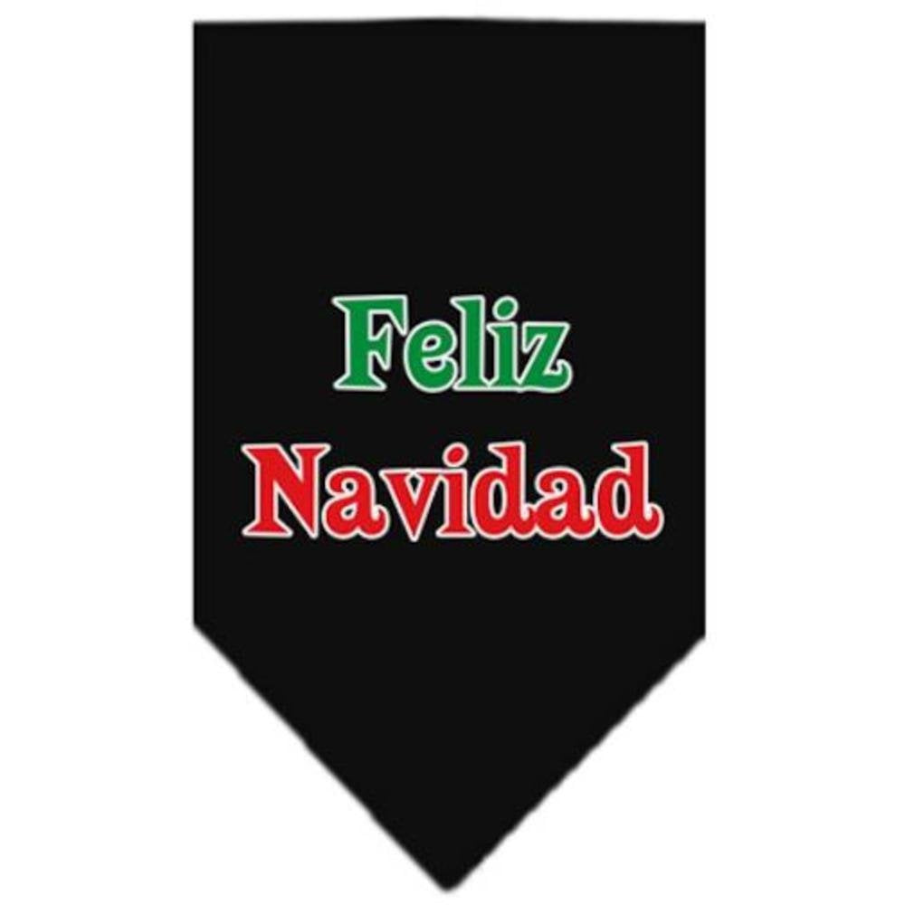 Christmas Pet and Dog Bandana Screen Printed, &quot;Feliz Navidad&quot; Black Small