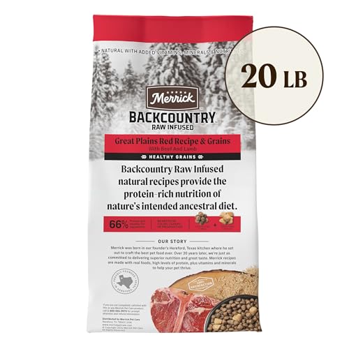 Merrick Backcountry Healthy Grains Kibble With Freeze Dried Raw Pieces, Great Plains Red Meat Recipe Dog Food - 20.0 Lb. Bag