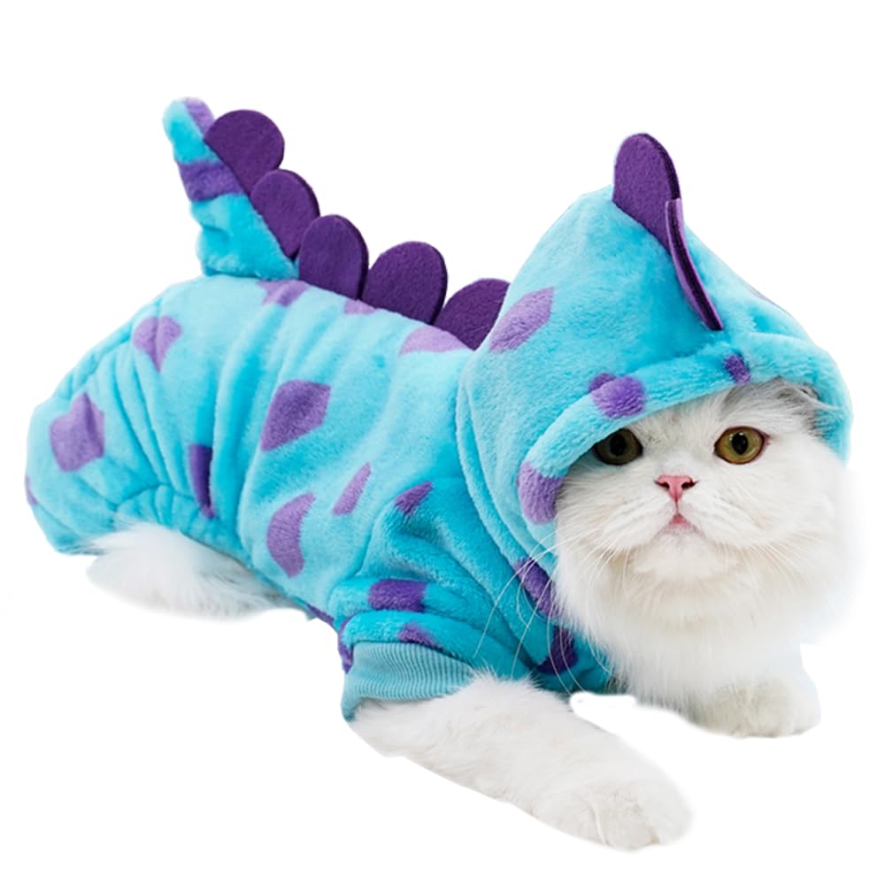 Anelekor Dinosaur Dog Clothes For Small Dogs In Girl Boy Styles,Fleece Winter Puppy Hoodies With Leash Ring,Cold Weather Coat Fo