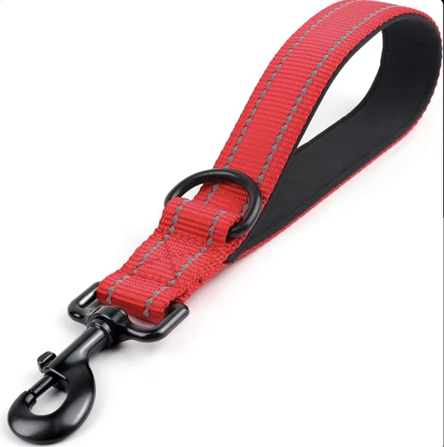 Heavy Duty Dog Leash, Reflective, Padded Handle, Up To 80 Lbs - 12 18 24 (Red, Small)