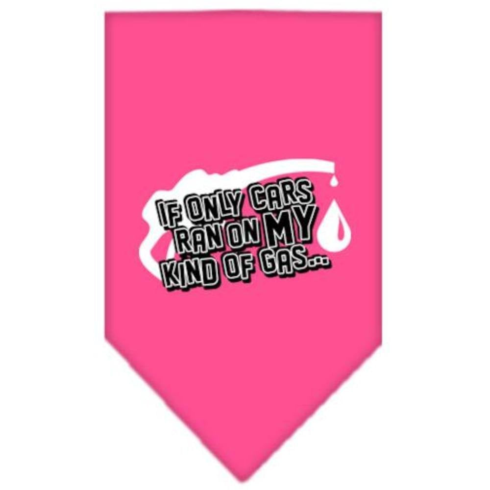 Pet and Dog Bandana Screen Printed, &quot;If Only Cars Ran On My Kind Of Gas&quot; Bright Pink Large