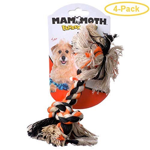 Mammoth Flossy Chews Colored Rope Bone Small (4' Long) - Pack Of 44