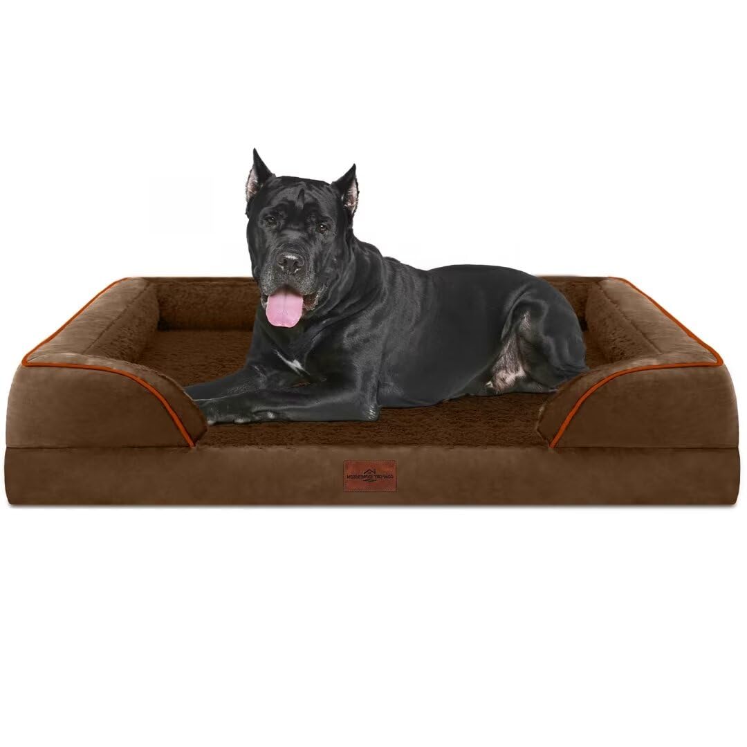 Comfort Expression Xxl Orthopedic Dog Bed Waterproof, Orthopedic Foam Dog Beds For Extra Large Dogs, Washable Dog Sofa Bed With Removable Cover & Non-Slip Bottom(Xx-Large,Chocolate Brown)