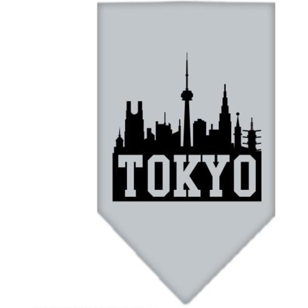 Pet and Dog Bandana Screen Printed, &quot;Tokyo Skyline&quot; Grey Large