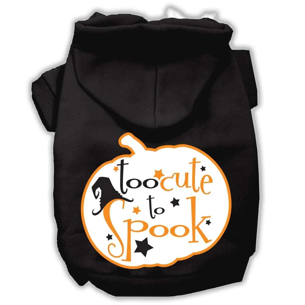 Halloween Pet Dog & Cat Hoodie Screen Printed, 'Too Cute To Spook' Gray Xl (14-20 Lbs.)