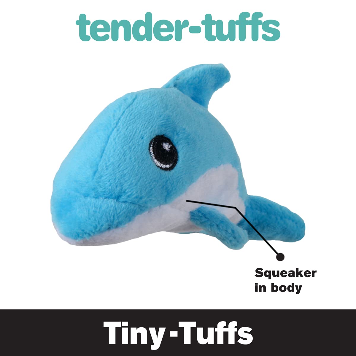 Smartpetlove Tender-Tuffs Tiny - Tough Plush Dog Toys For Puppies And Small Breeds - Stuffed Blue Dolphin With Puncture Resistan