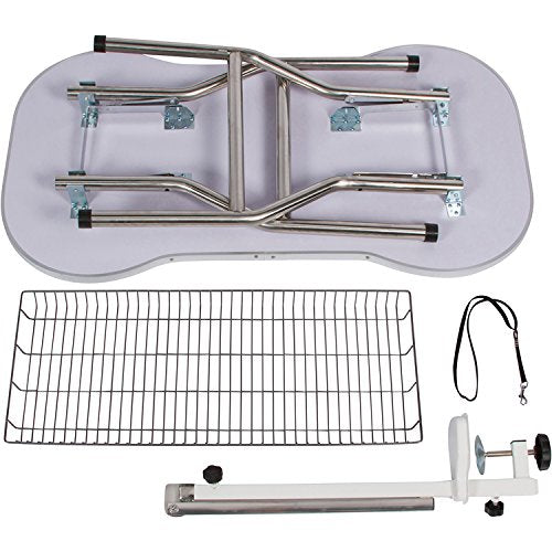 Flying Pig Heavy Duty Stainless Steel Pet Dog Cat Bone Pattern Rubber Surface Grooming Table With Arm/Noose (Sky Blue, 38X22)