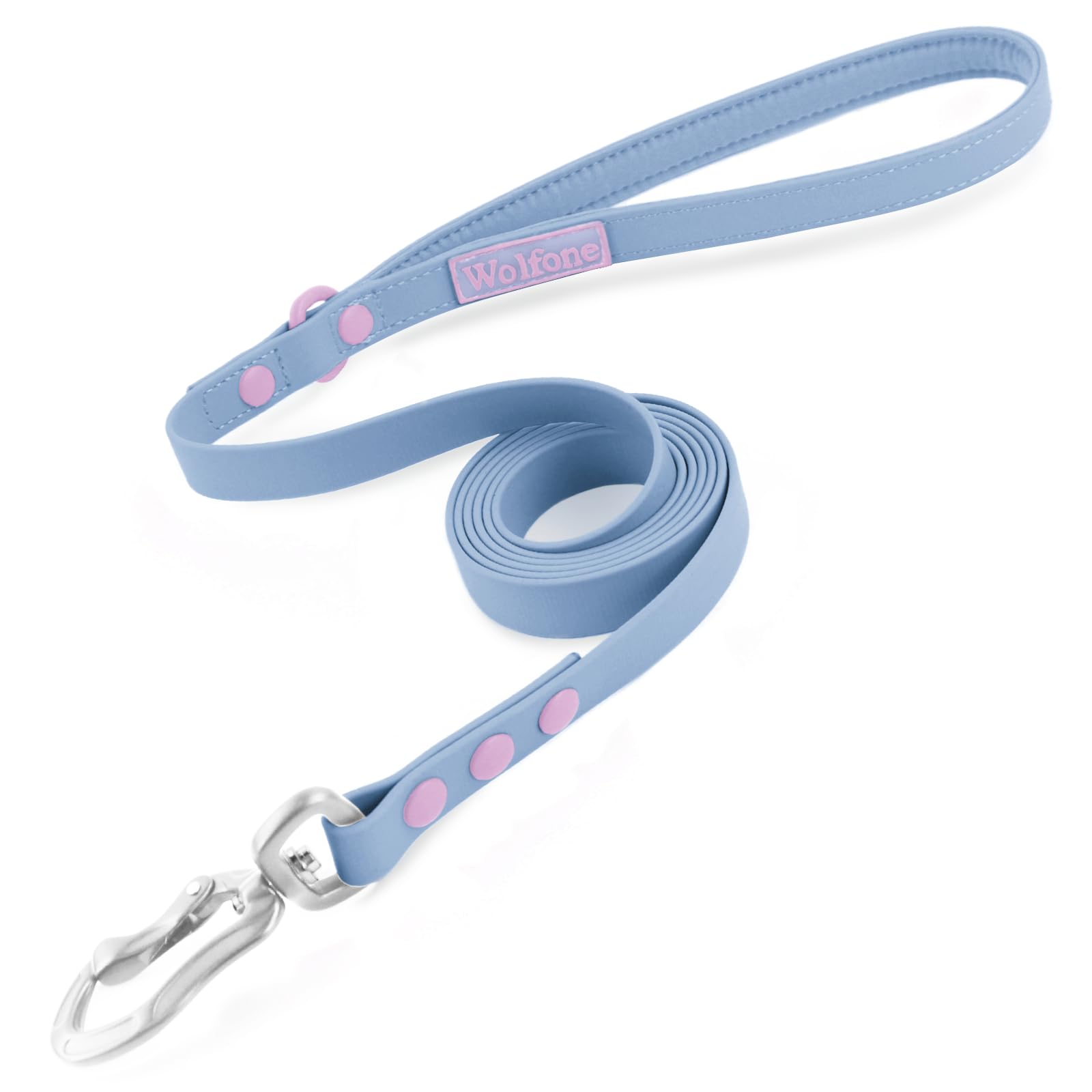 Wolfone Waterproof Dog Leash Carabiner Leash For Dogs Soft Handle Easy Care 5Ft*15Mm*2.0Mm Light Blue