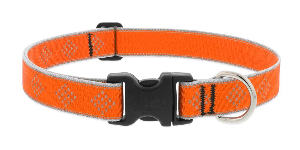 Lupine Extra Large Reflective Dog Collar 1'' Wide Orange Diamond Adjusts From 25'' To 31''