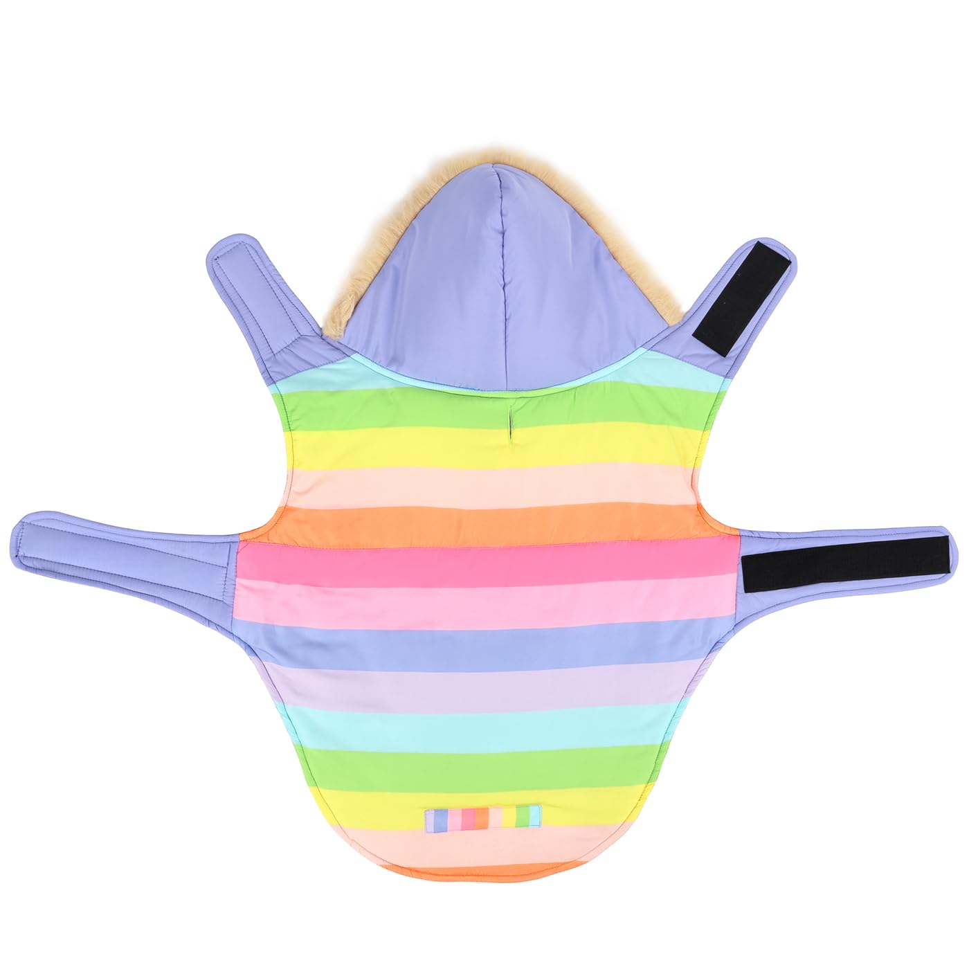 Hde Dog Puffer Jacket Fleece Lined Warm Dog Parka Winter Coat With Harness Hole Pastel Rainbow - M