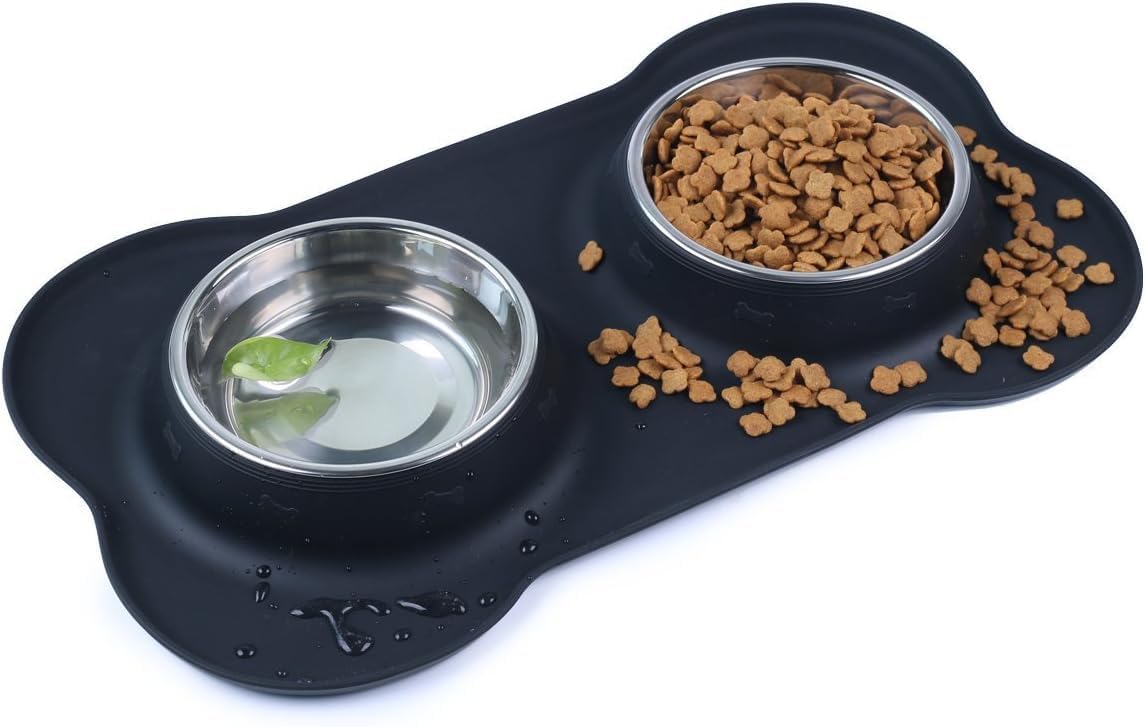 Gravino Dog Bowl, 2 In 1 Stainless Steel Dog Bowl And Dog Water Bowls With Non Skid Silicone Mat Spill Proof Small Dog Bowl, Dog