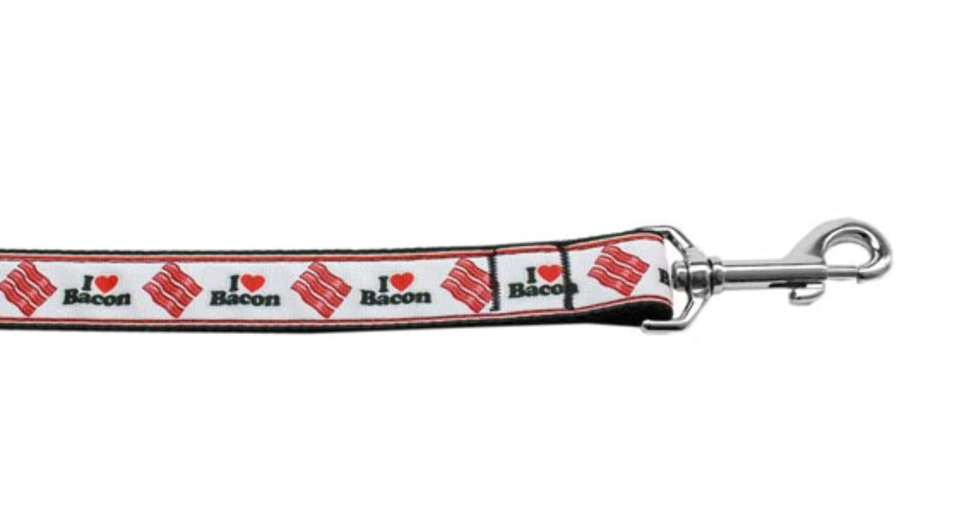 Pet Dog & Cat Nylon Collar or Leash, "I Love Bacon" 5/8" w x 6 ft. leash