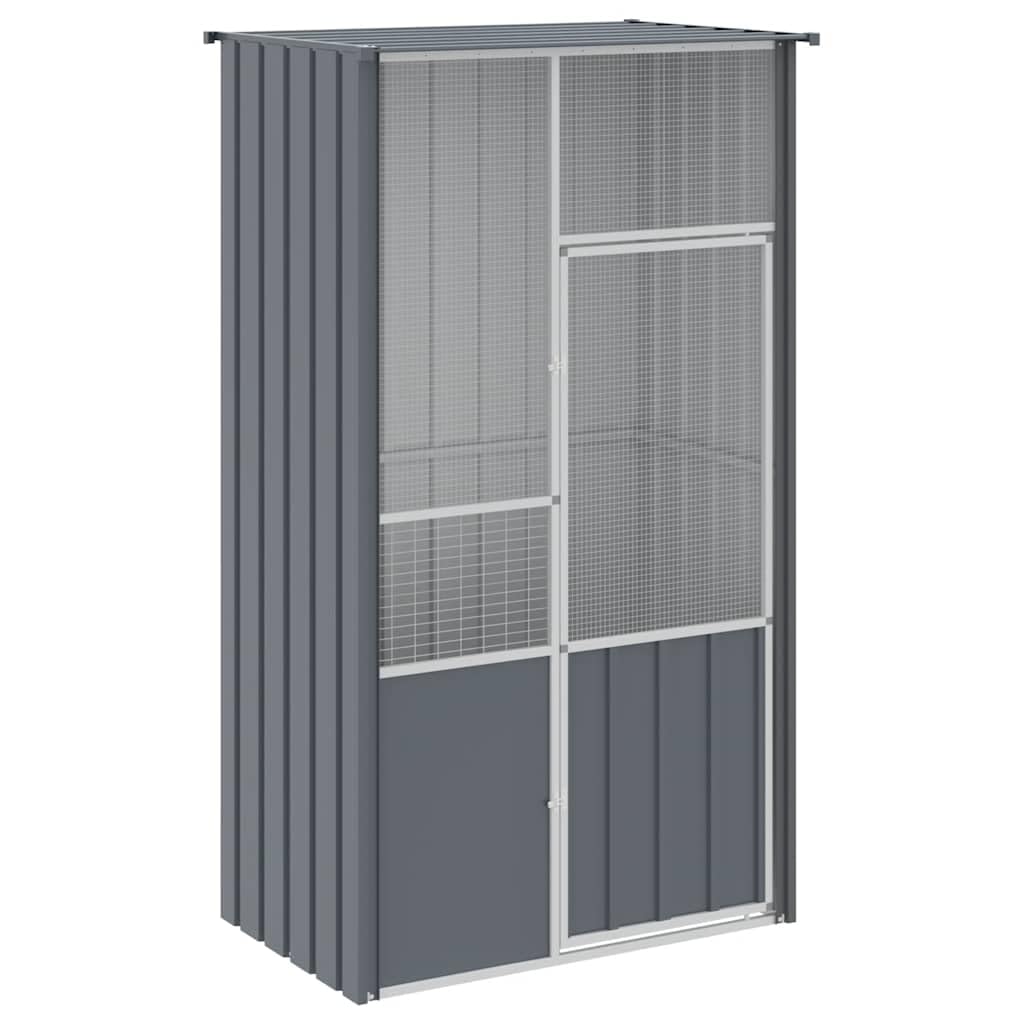 vidaXL Anthracite Galvanized Steel Bird Cage - Spacious and Secure Bird House with Welded Fence, Perfect for Various Small Anima