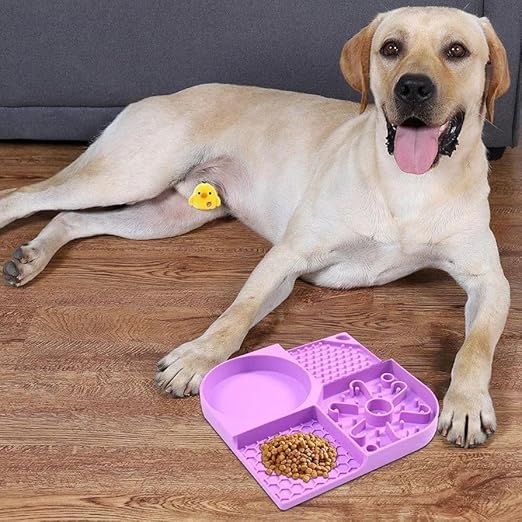 Tathyu Lick Mat For Dog Cat Slow Feeder Bowl For Pet Dry Wet Food Gift A Silicone Spatula And A Collapsible Dog Bowls For Travel