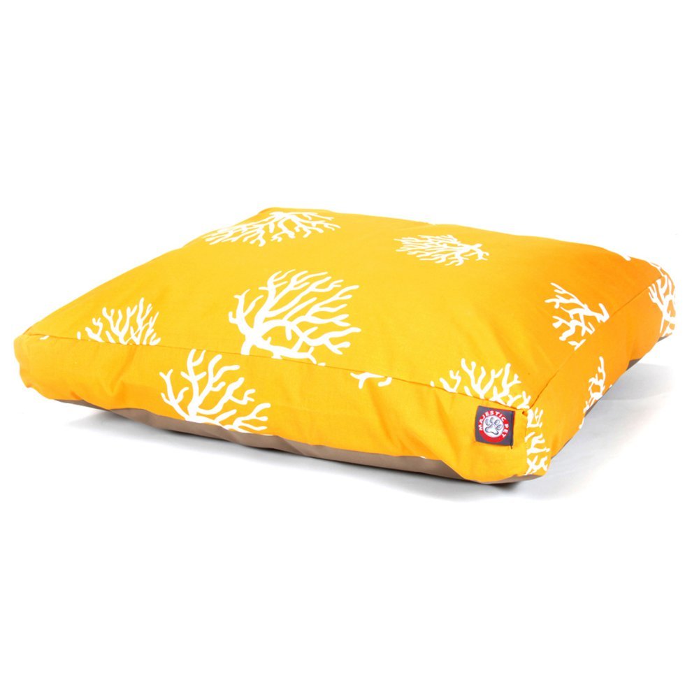Yellow Coral Medium Rectangle Indoor Outdoor Pet Dog Bed With Removable Washable Cover By Majestic Pet Products