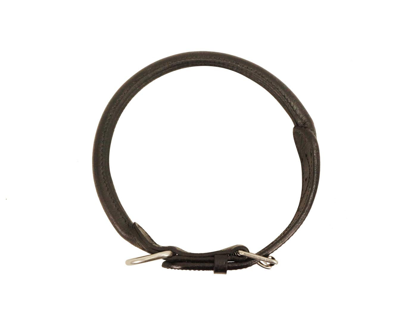 Cutenfuzzy Round Rolled Fancy Leather Dog Collar, Black, 24'