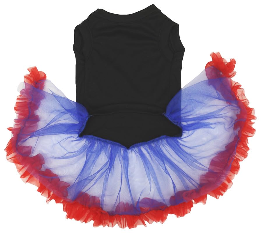 Petitebella Usa Heart Puppy Dog Dress (Black/Blue Red, Medium)