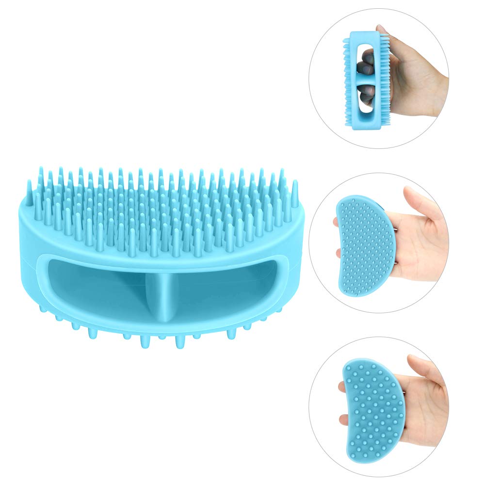 Dog Brush & Cat Brush, Soft Silicone Dog & Cat Grooming Brush, Pet Bath & Massage Brush For Cats And Dogs With Short Or Long Hair, Cat Slicker Shedding Hair Brush Blue