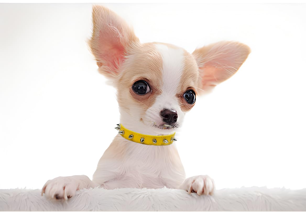 Spiked Dog Collar Soft Pu Leather Rivet Spike Stud Studded Cat Collars Adjustable For Girl Boy Small Breed Pet Teacup Mini Tiny