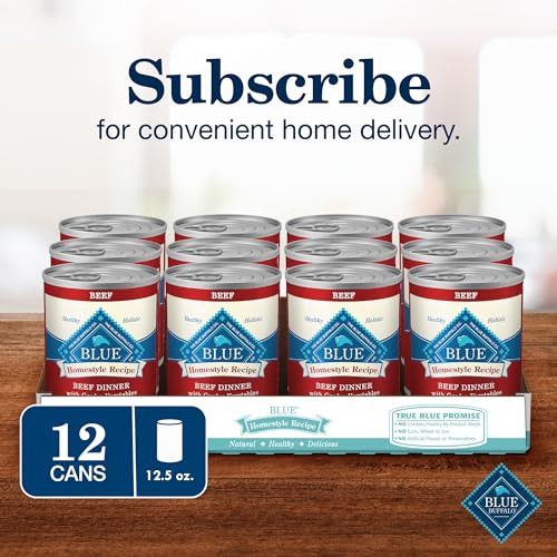 Blue Buffalo Homestyle Recipe Adult Wet Dog Food, Made with Natural Ingredients, Beef Dinner With Garden Vegetables, 12.5-oz Can