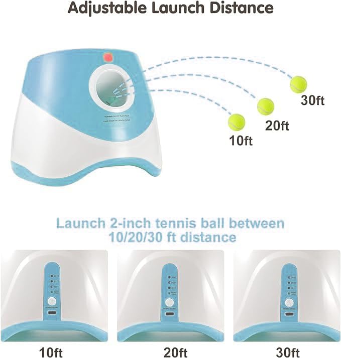 Mekaple Automatic Dog Ball Launcher, Dog Ball Thrower Machine With 10-30Ft 3 Launching Distance, Interactive Toys For Small Dogs